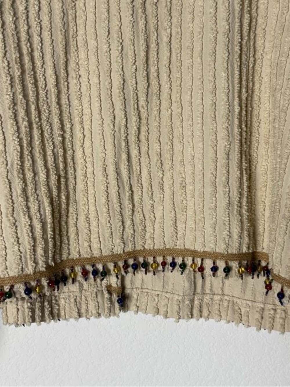Vintage Cover Charge Cream Button Down Cardigan w/ Beaded Hem XL 100% Cotton - Picture 5 of 7